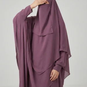 Plum-Two Layer Khimar Set