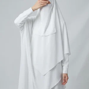 White-Two Layer Khimar Set